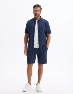 Celio Bermuda coton mélangé - marine^Homme Shorts Et Bermudas|Shorts Et Bermudas