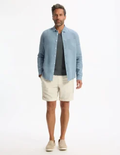Celio Bermuda rayé en lin et coton -^Homme Shorts Et Bermudas|Shorts Et Bermudas