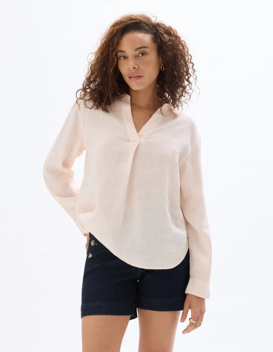 Celio Blouse 100% Lin - rose^Femme Chemises & Blouses|Collection Lin