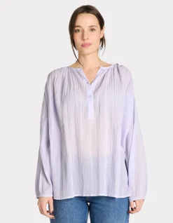 Celio Blouse boutonnée col rond - violet^Femme Chemises & Blouses