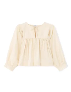 Celio Blouse encolure tunisienne en coton - beige^Femme Chemises & Blouses