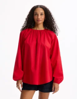 Celio Blouse oversize en coton - rouge^Femme Les Meilleures Ventes|Chemises & Blouses