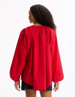 Celio Blouse oversize en coton - rouge^Femme Les Meilleures Ventes|Chemises & Blouses