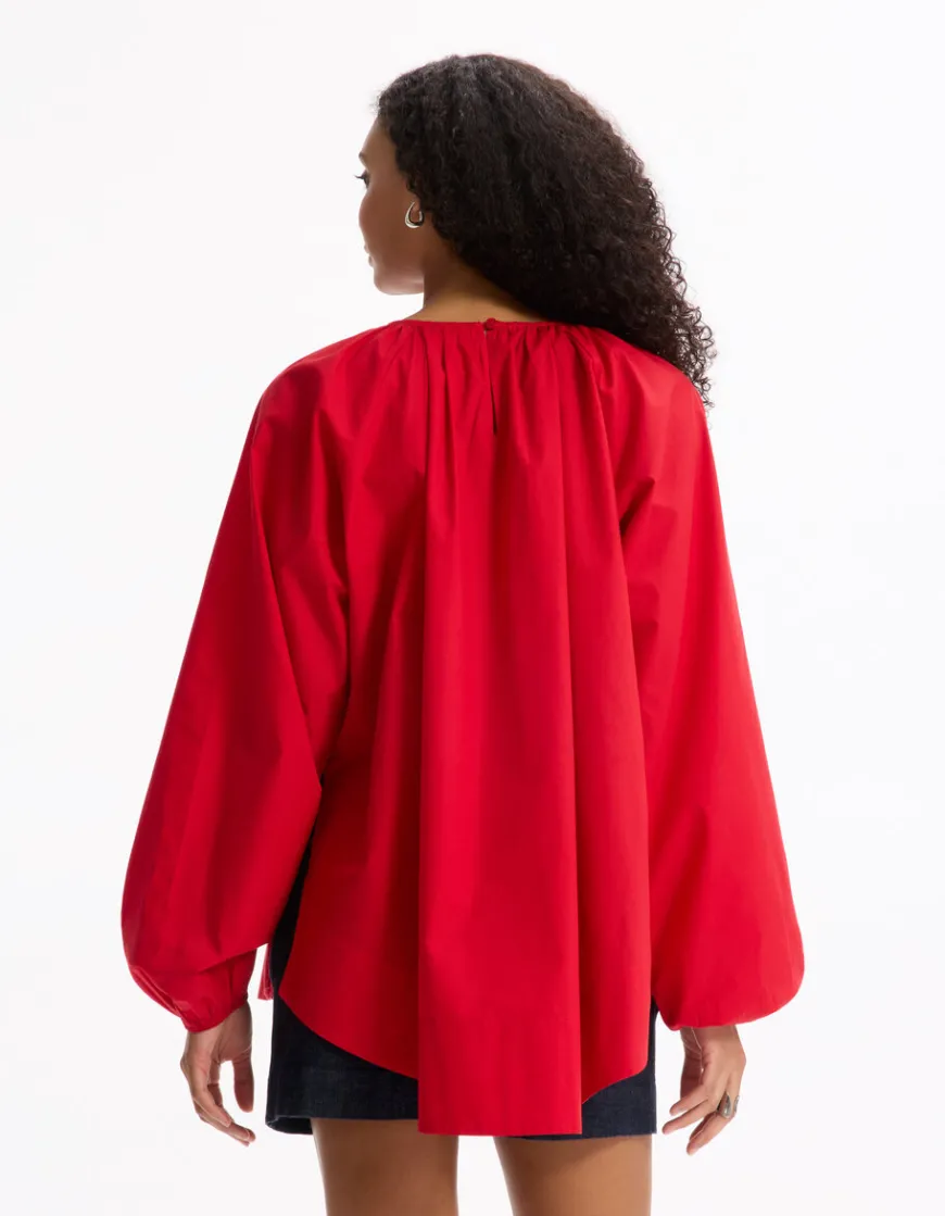 Celio Blouse oversize en coton - rouge^Femme Les Meilleures Ventes|Chemises & Blouses