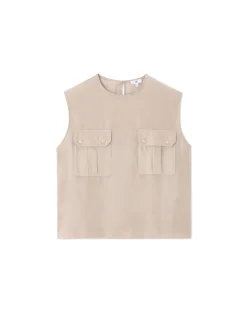 Celio Blouse satiné sans manches - beige^Femme Chemises & Blouses|Les Ensembles