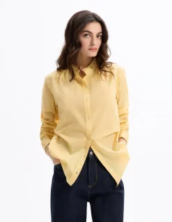 Celio blouse voile de coton - jaune^Femme Chemises & Blouses