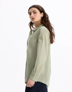 Celio blouse voile de coton - vert^Femme Chemises & Blouses