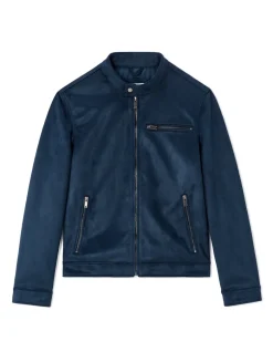 Celio Blouson biker faux daim - Marine^Homme Manteaux|Blousons