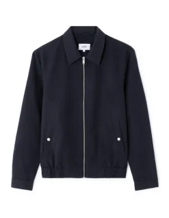 Celio Blouson col chemise en lin et coton - marine^Homme Manteaux|Blousons