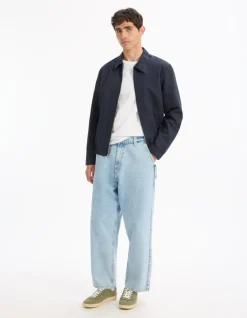 Celio Blouson col chemise en lin et coton - marine^Homme Manteaux|Blousons