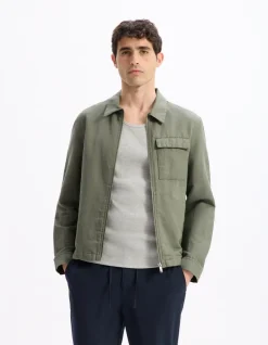Celio Blouson col chemise en lin et coton -^Homme Blousons|Vestes