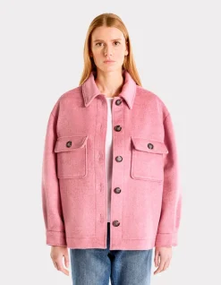Celio Blouson duveteux col chemise - rose^Femme Manteaux