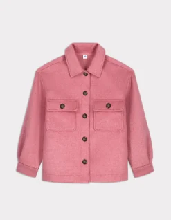Celio Blouson duveteux col chemise - rose^Femme Manteaux