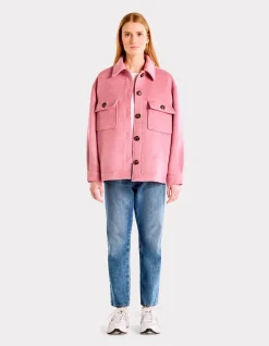 Celio Blouson duveteux col chemise - rose^Femme Manteaux