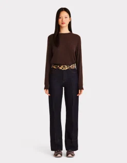 Celio Ceinture en cuir avec doublure léopard - marron^Femme Ceintures