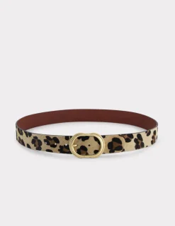 Celio Ceinture en cuir avec doublure léopard - marron^Femme Ceintures
