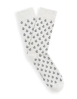 Celio Chaussettes hautes motifs ancres - gris chiné^Homme Chaussettes