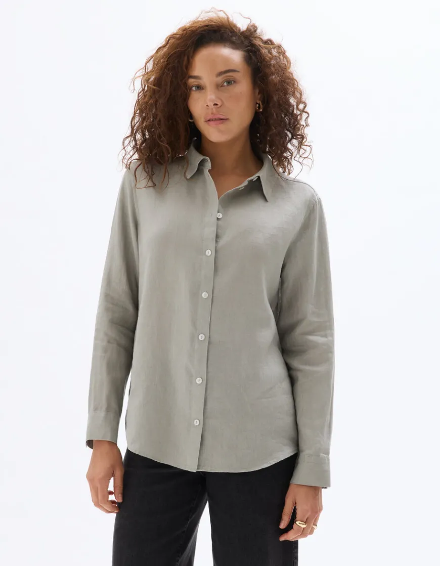 Celio Chemise 100% Lin - gris^Femme Chemises & Blouses|Collection Lin