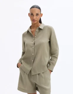 Celio Chemise 100% Lin - vert^Femme Chemises & Blouses|Collection Lin