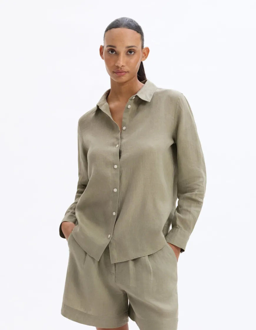 Celio Chemise 100% Lin - vert^Femme Chemises & Blouses|Collection Lin