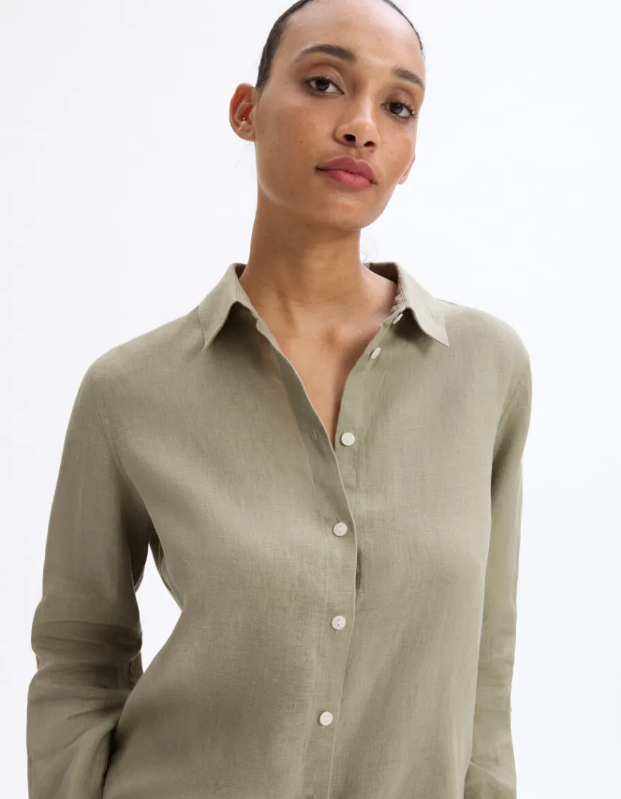 Celio Chemise 100% Lin - vert^Femme Chemises & Blouses|Collection Lin