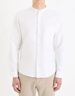 Celio Chemise col mao regular en coton oxford -^Homme Chemises|Chemises Blanches