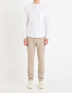 Celio Chemise col mao regular en coton oxford -^Homme Chemises|Chemises Blanches
