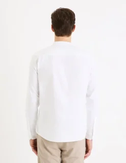 Celio Chemise col mao regular en coton oxford -^Homme Chemises|Chemises Blanches