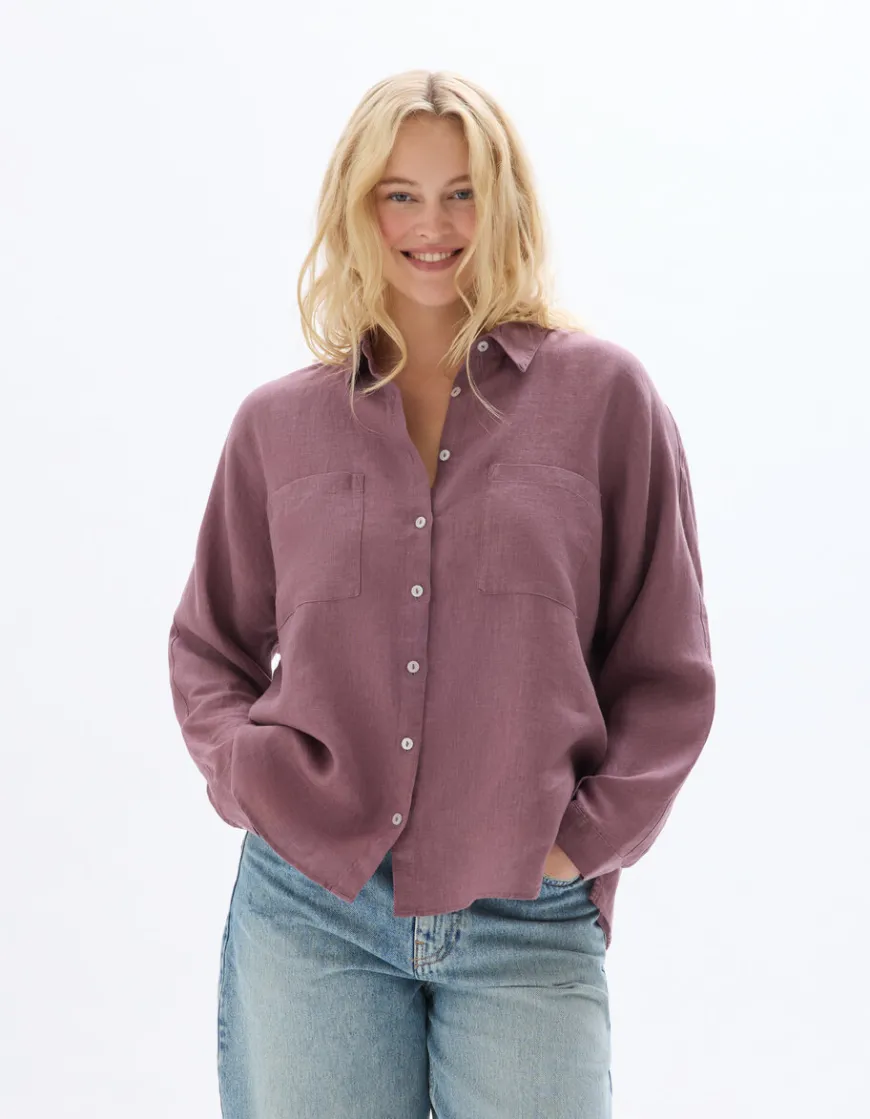 Celio Chemise en lin oversize - violet^Femme Les Meilleures Ventes|Chemises & Blouses