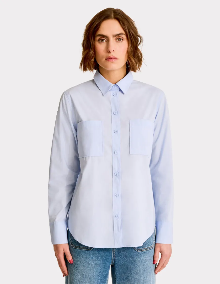 Celio Chemise en popeline oversize - bleu^Femme Chemises & Blouses