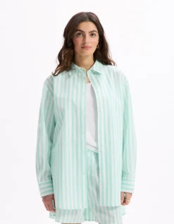 Celio Chemise en popeline rayé - vert d'eau^Femme Loungewear|Les Essentiels Aux Meilleurs Prix