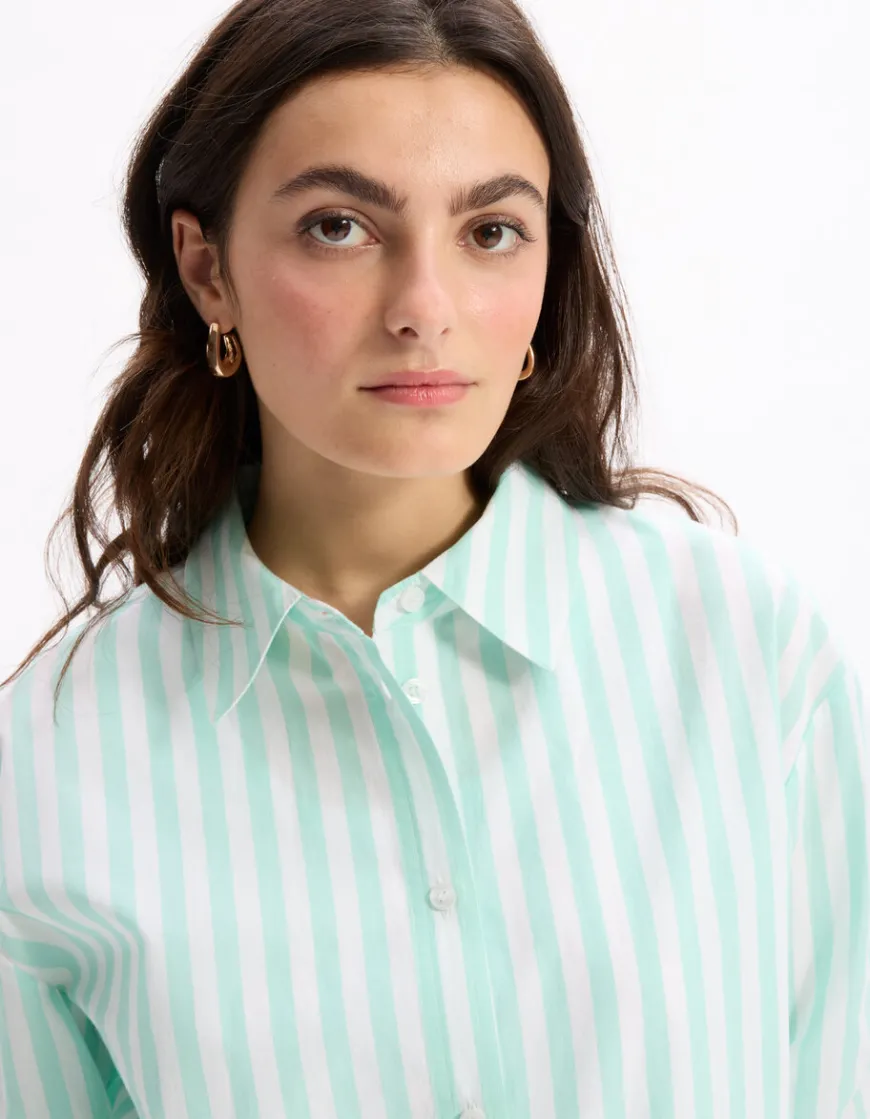 Celio Chemise en popeline rayé - vert d'eau^Femme Loungewear|Les Essentiels Aux Meilleurs Prix