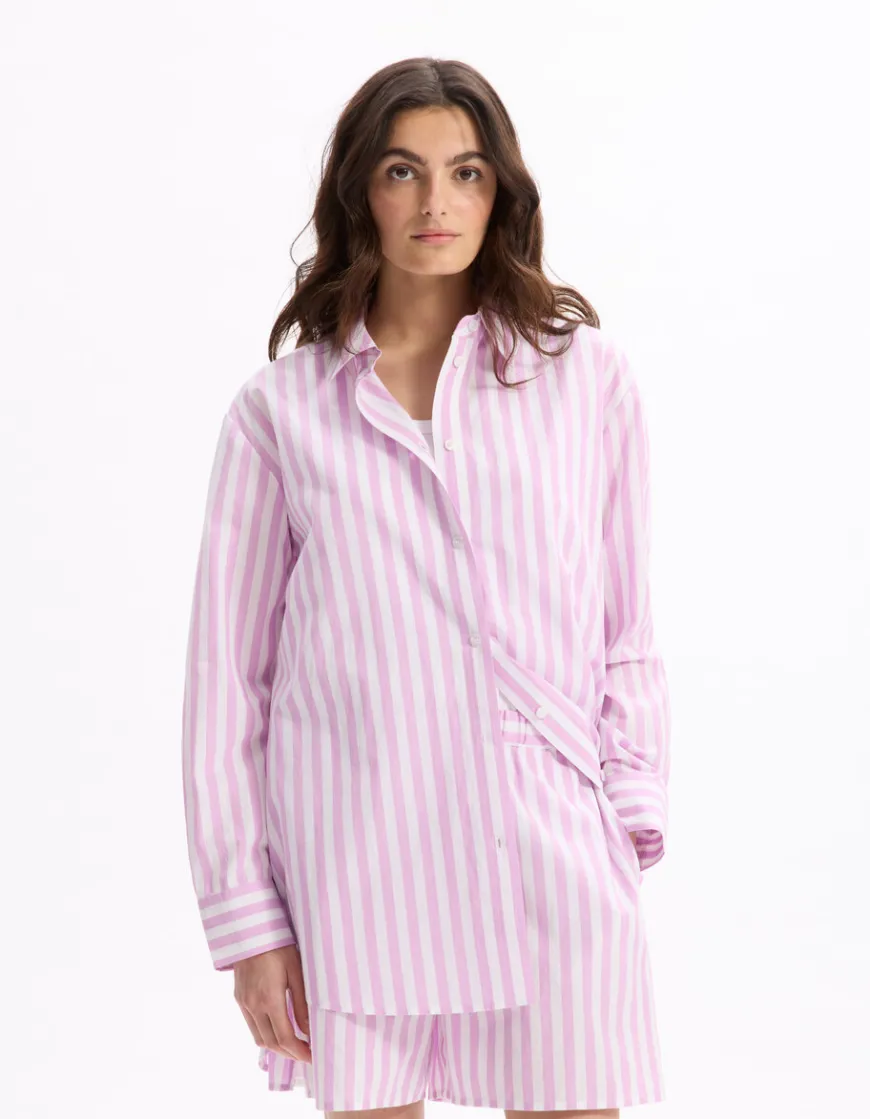 Celio Chemise en popeline rayé - violet^Femme Loungewear|Les Essentiels Aux Meilleurs Prix