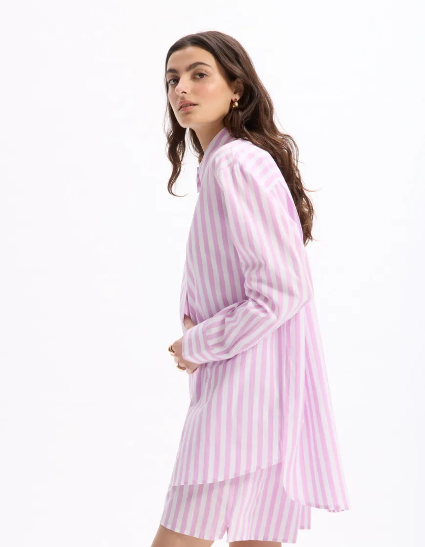 Celio Chemise en popeline rayé - violet^Femme Loungewear|Les Essentiels Aux Meilleurs Prix