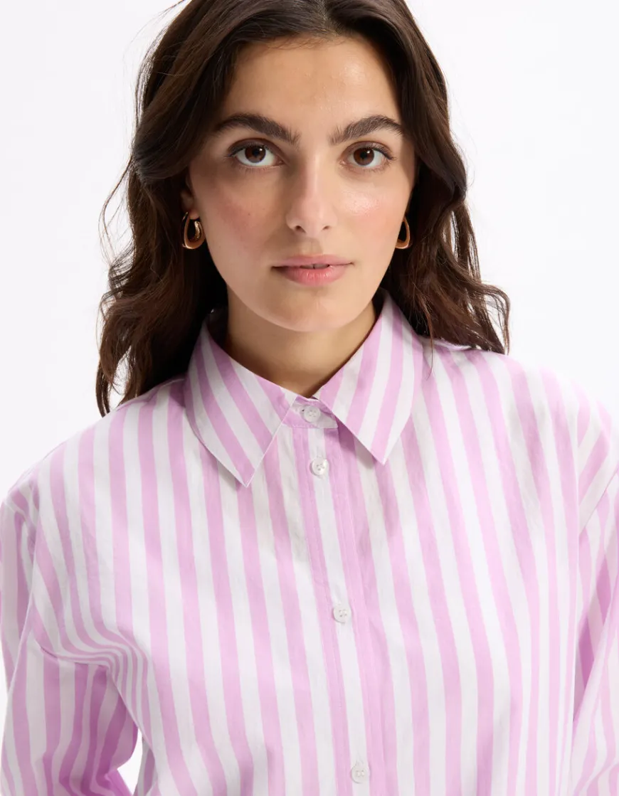 Celio Chemise en popeline rayé - violet^Femme Loungewear|Les Essentiels Aux Meilleurs Prix