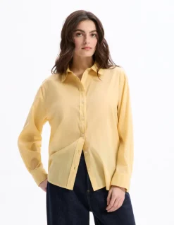 Celio Chemise en voile de coton - jaune^Femme Chemises & Blouses