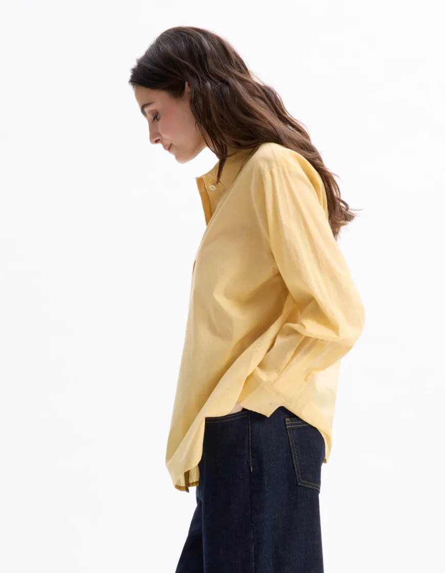 Celio Chemise en voile de coton - jaune^Femme Chemises & Blouses