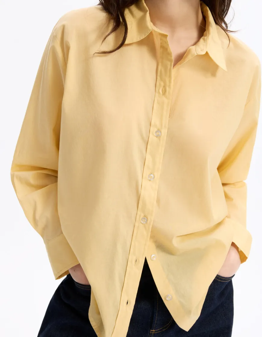 Celio Chemise en voile de coton - jaune^Femme Chemises & Blouses