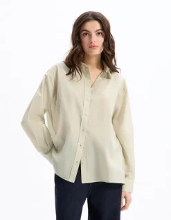Celio Chemise en voile de coton - gris^Femme Chemises & Blouses