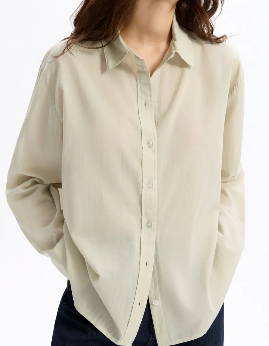 Celio Chemise en voile de coton - gris^Femme Chemises & Blouses