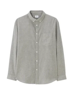 Celio Chemise loose en oxford rayé - kaki^Homme Chemises