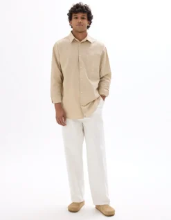 Celio Chemise loose unie 100% coton - beige^Homme Chemises