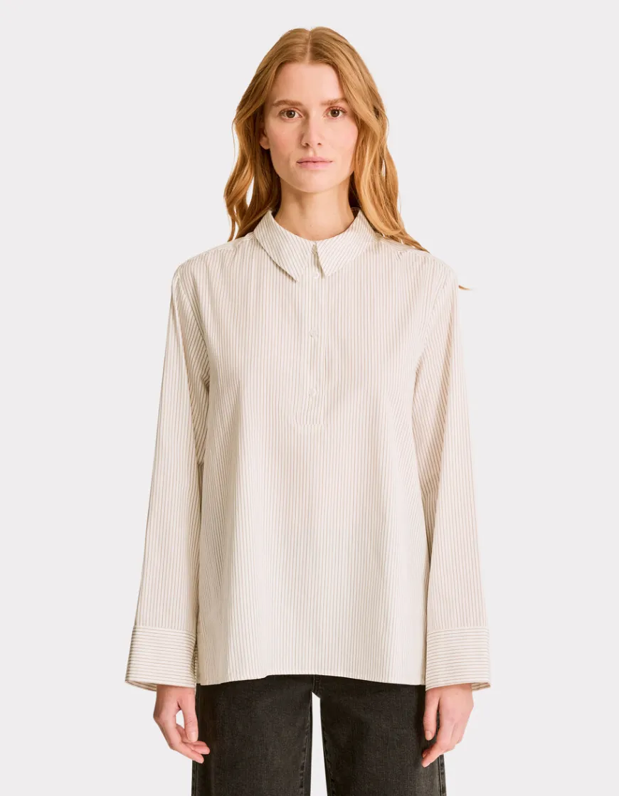 Celio Chemise rayée avec ouverture côté - beige^Femme Chemises & Blouses