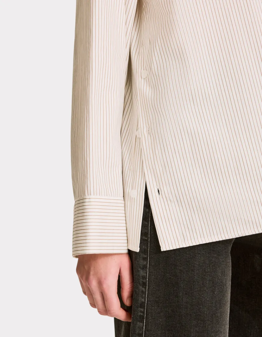 Celio Chemise rayée avec ouverture côté - beige^Femme Chemises & Blouses