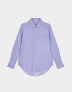 Celio Chemise rayée droite en coton - violet^Femme Chemises & Blouses