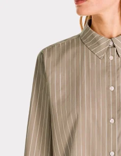 Celio Chemise rayée droite en coton - beige^Femme Chemises & Blouses