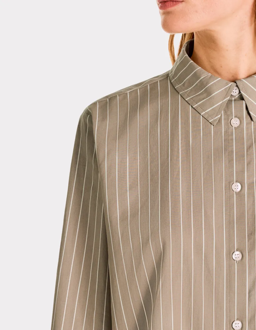 Celio Chemise rayée droite en coton - beige^Femme Chemises & Blouses