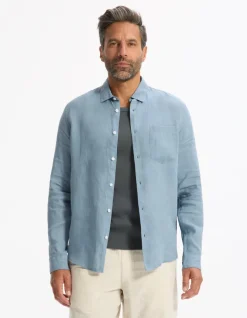 Celio Chemise regular 100% lin - bleu^Homme Chemises|Sélection Lin