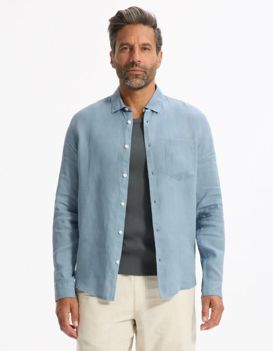 Celio Chemise regular 100% lin - bleu^Homme Chemises|Sélection Lin