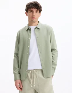 Celio Chemise regular en coton viscose - kaki^Homme Chemises